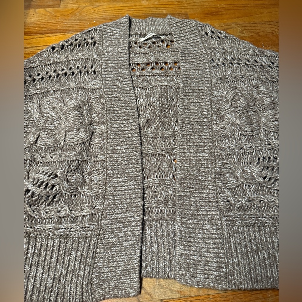 Old Navy Women's Cable Knit short sleeve Cardigan - Brown/White, size M/L